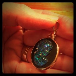 Opal Cameo Sterling Silver Pendant
